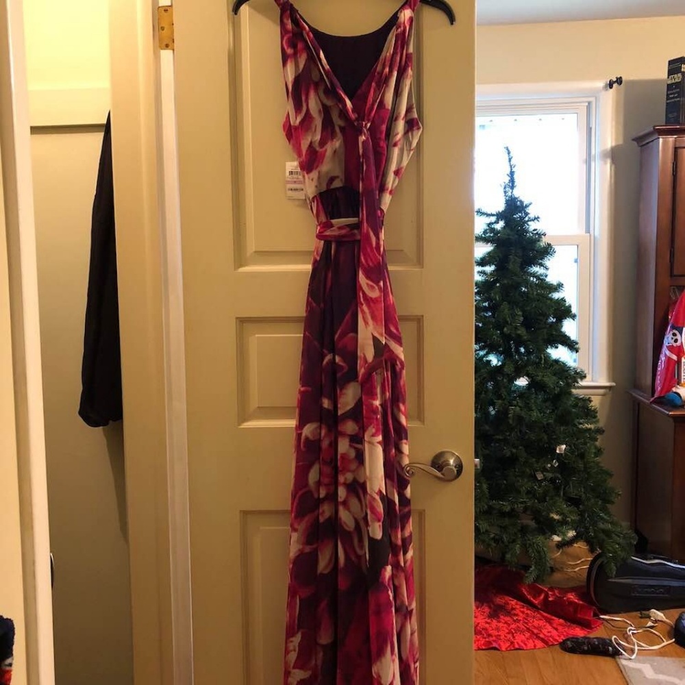 Sleeveless Floral Maxi Dress in Fuchsia Pink